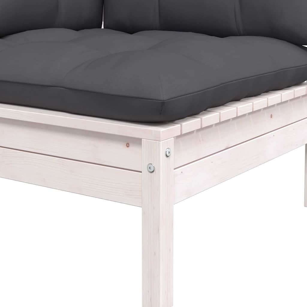 2-Seater Garden Sofa with Cushions White Solid Pinewood