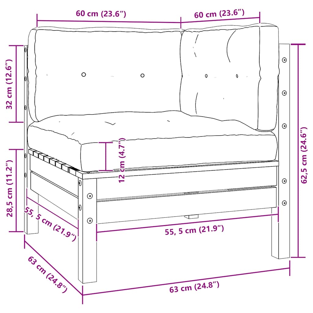 2-Seater Garden Sofa with Cushions White Solid Pinewood