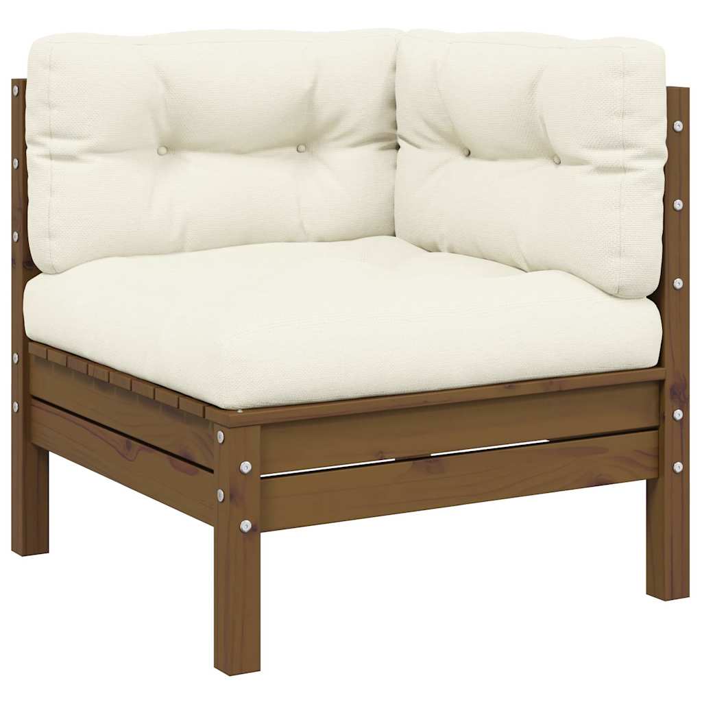 2-Seater Garden Sofa with Cream Cushions Solid Pinewood