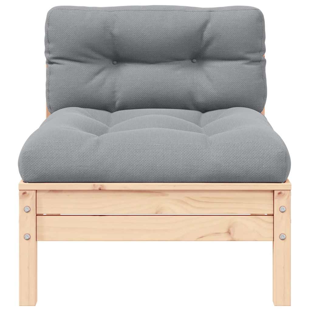 2-Seater Garden Sofa with Grey Cushions Solid Pinewood