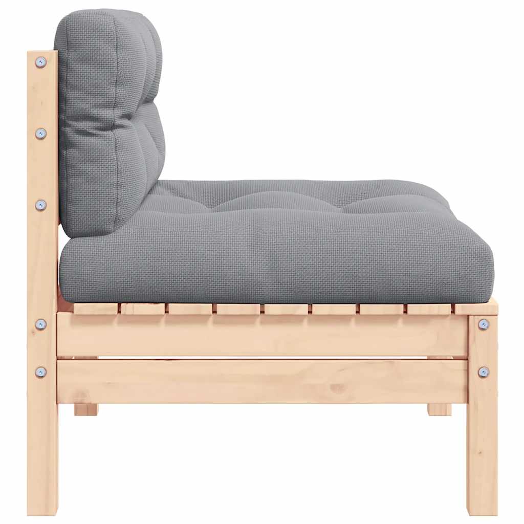 2-Seater Garden Sofa with Grey Cushions Solid Pinewood