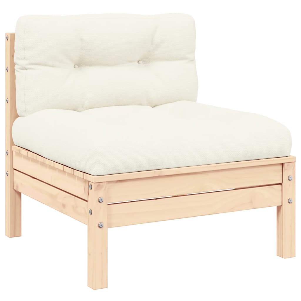 2-Seater Garden Sofa with Cream Cushions Solid Pinewood
