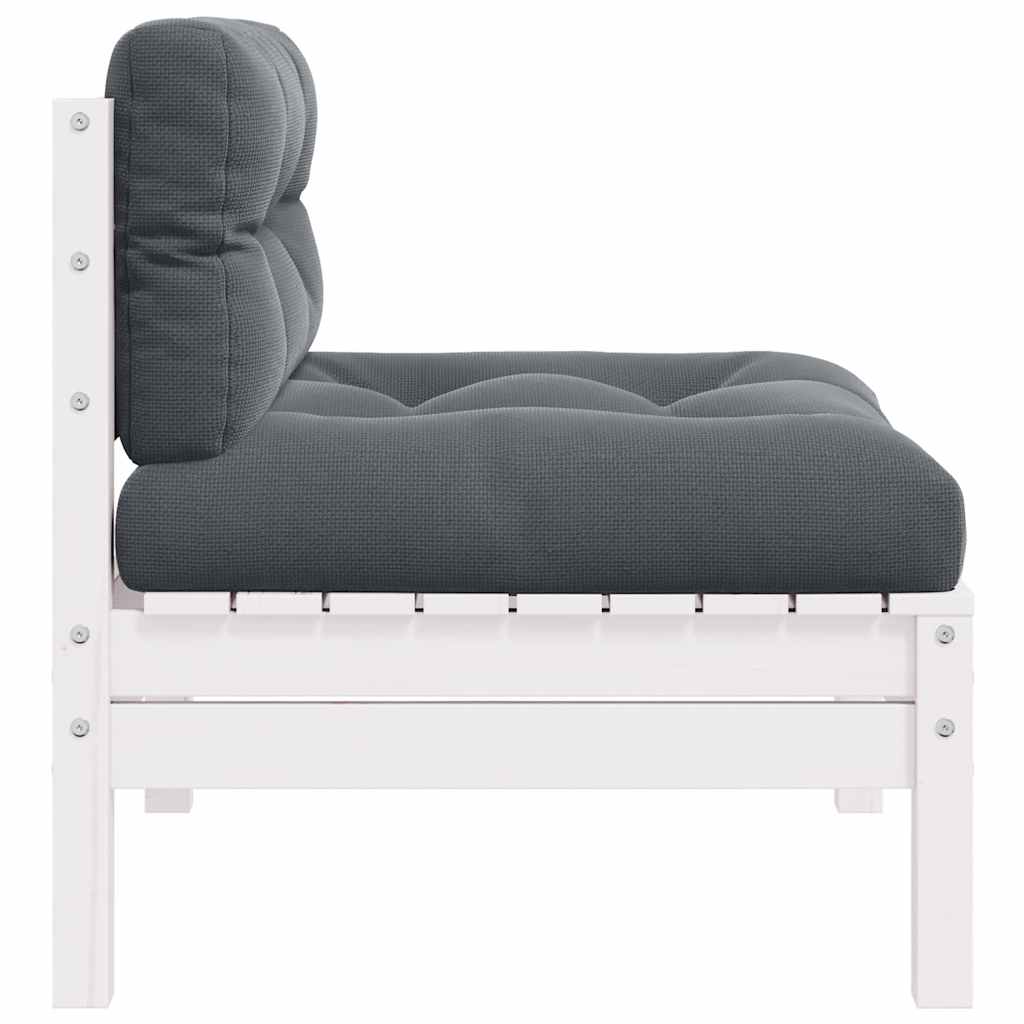 2-Seater Garden Sofa with Cushions White Solid Pinewood