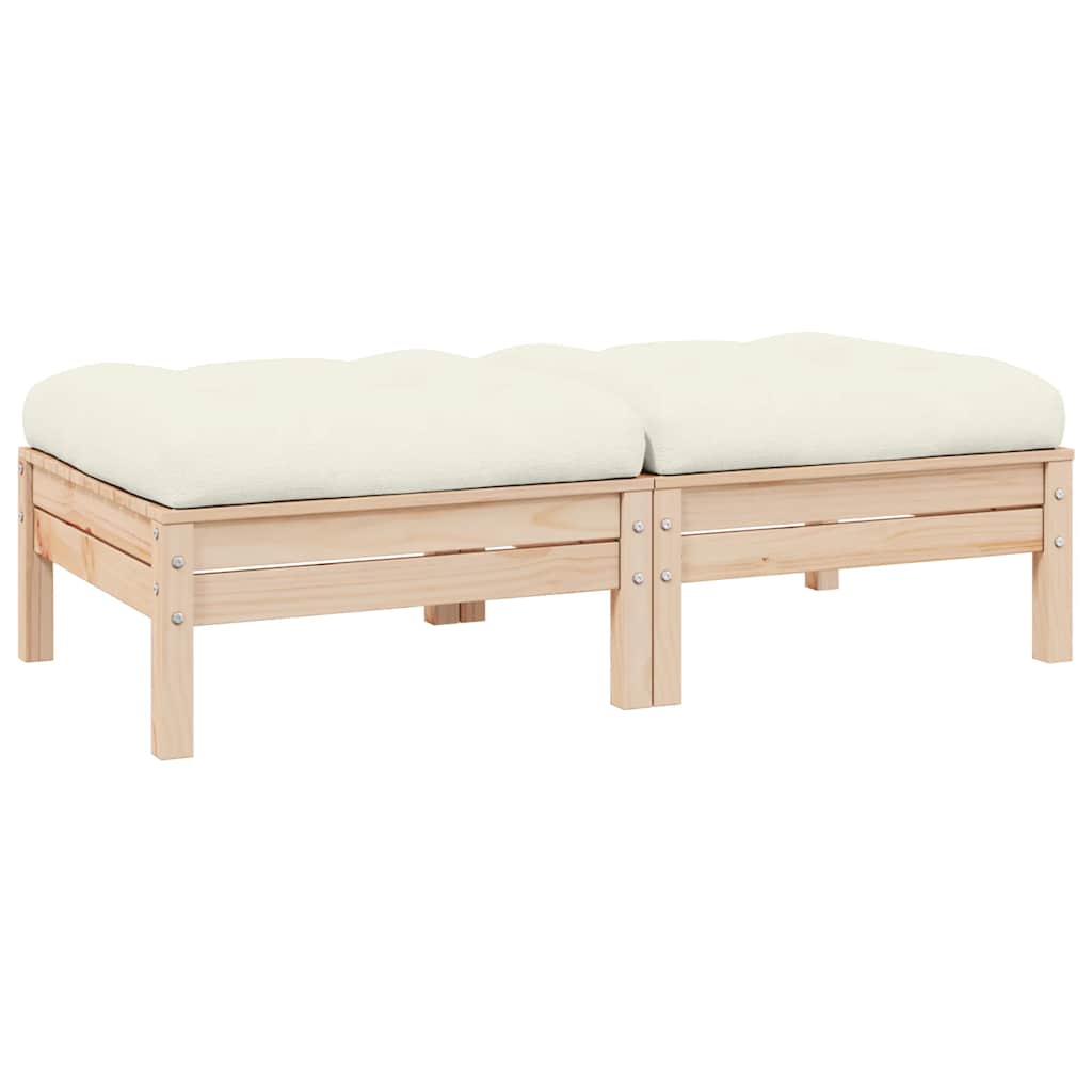 2-Seater Garden Sofa with Cream Cushions Solid Pinewood
