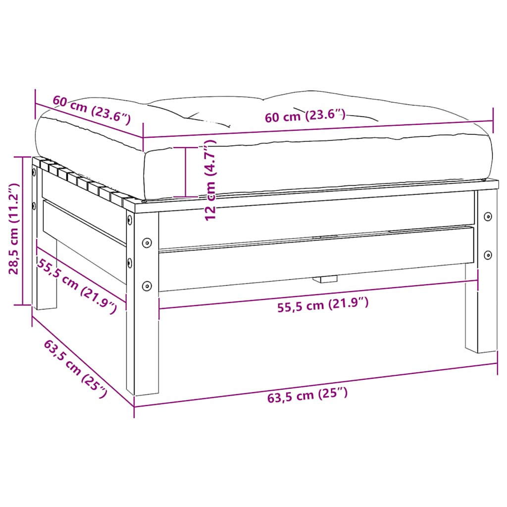 2-Seater Garden Sofa with Cream Cushions Solid Pinewood