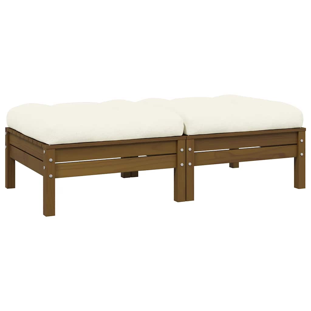 2-Seater Garden Sofa with Cream Cushions Solid Pinewood