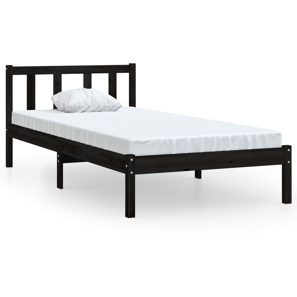 Bed Frame without Mattress Black Solid Wood 100x200 cm