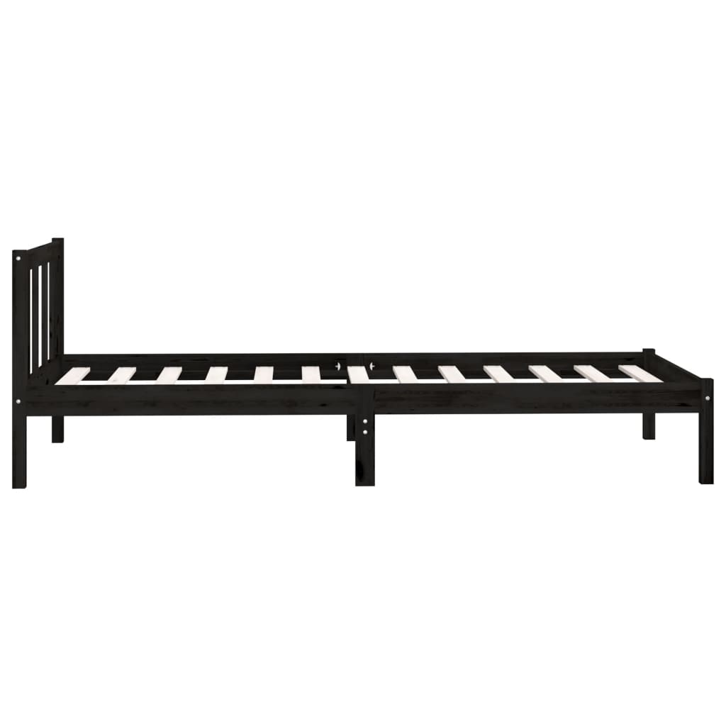 Bed Frame without Mattress Black Solid Wood 100x200 cm