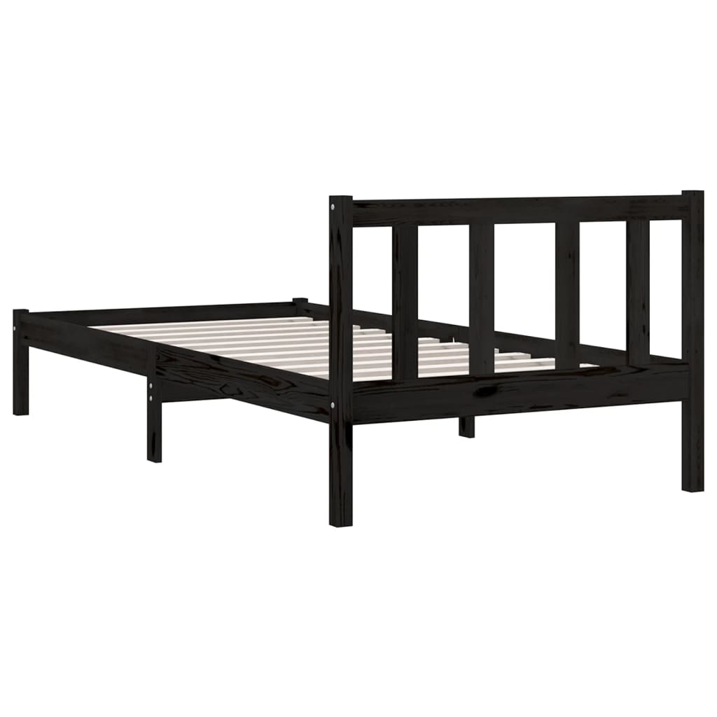 Bed Frame without Mattress Black Solid Wood 100x200 cm