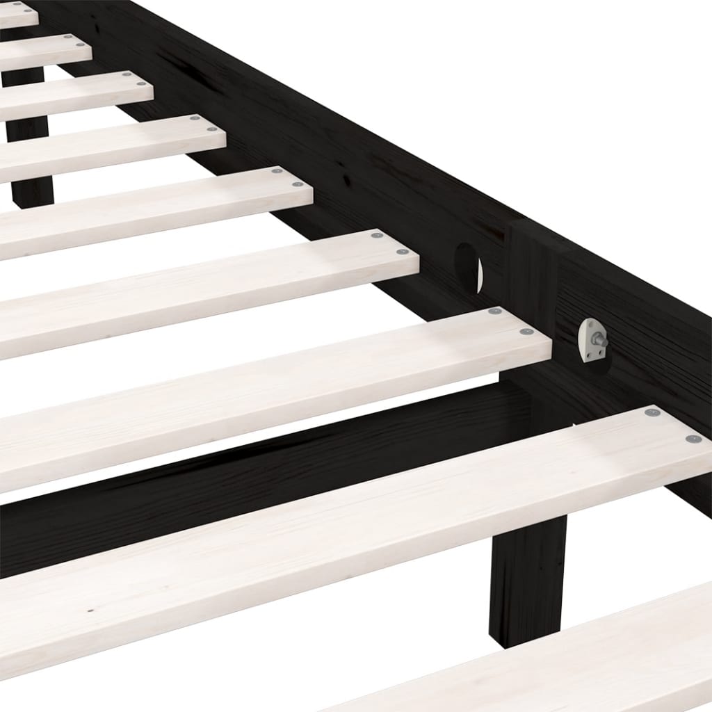 Bed Frame without Mattress Black Solid Wood 100x200 cm
