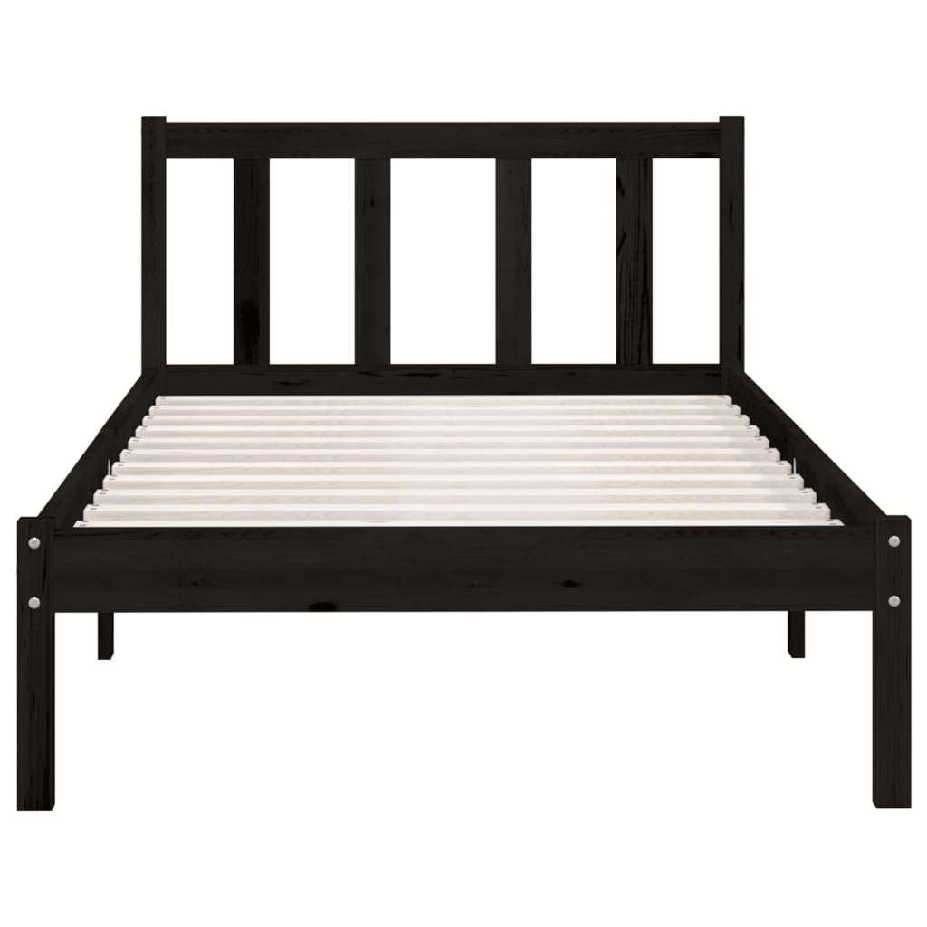 Bed Frame without Mattress Black Solid Wood 100x200 cm