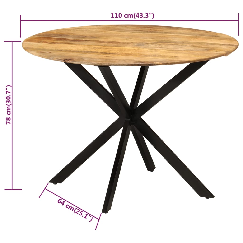 Dining Table 脴110x78 cm Solid Wood Mango and Steel