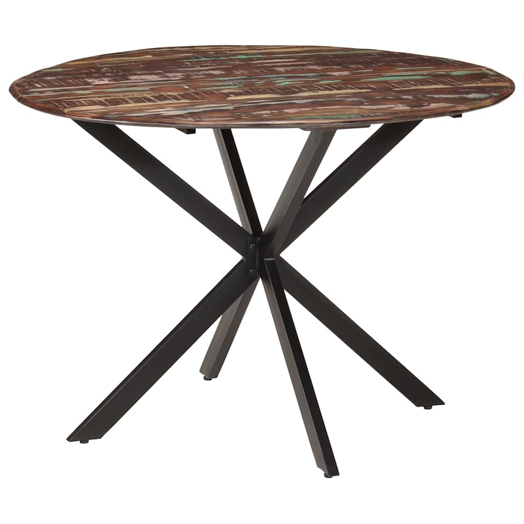 Dining Table 脴110x78 cm Solid Wood Reclaimed and Steel