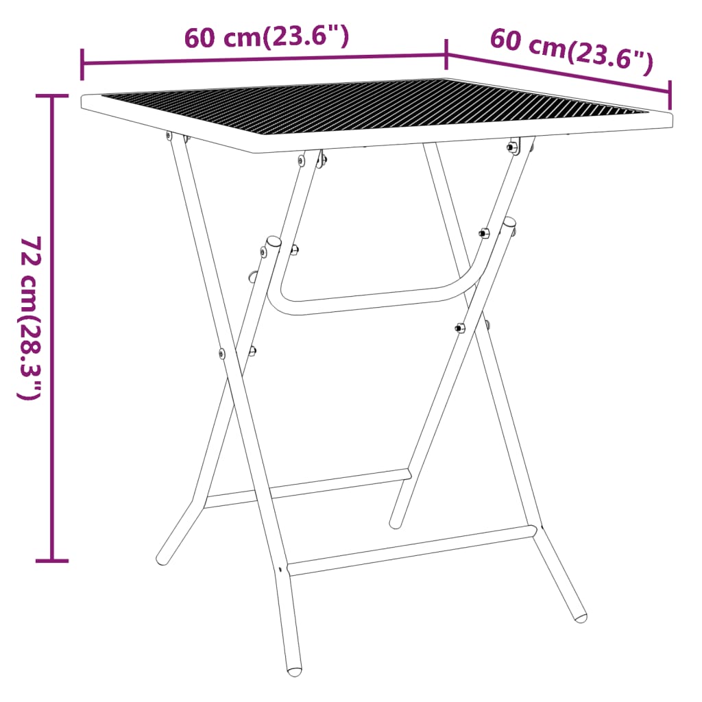 Garden Table 60x60x72 cm Expanded Metal Mesh Anthracite