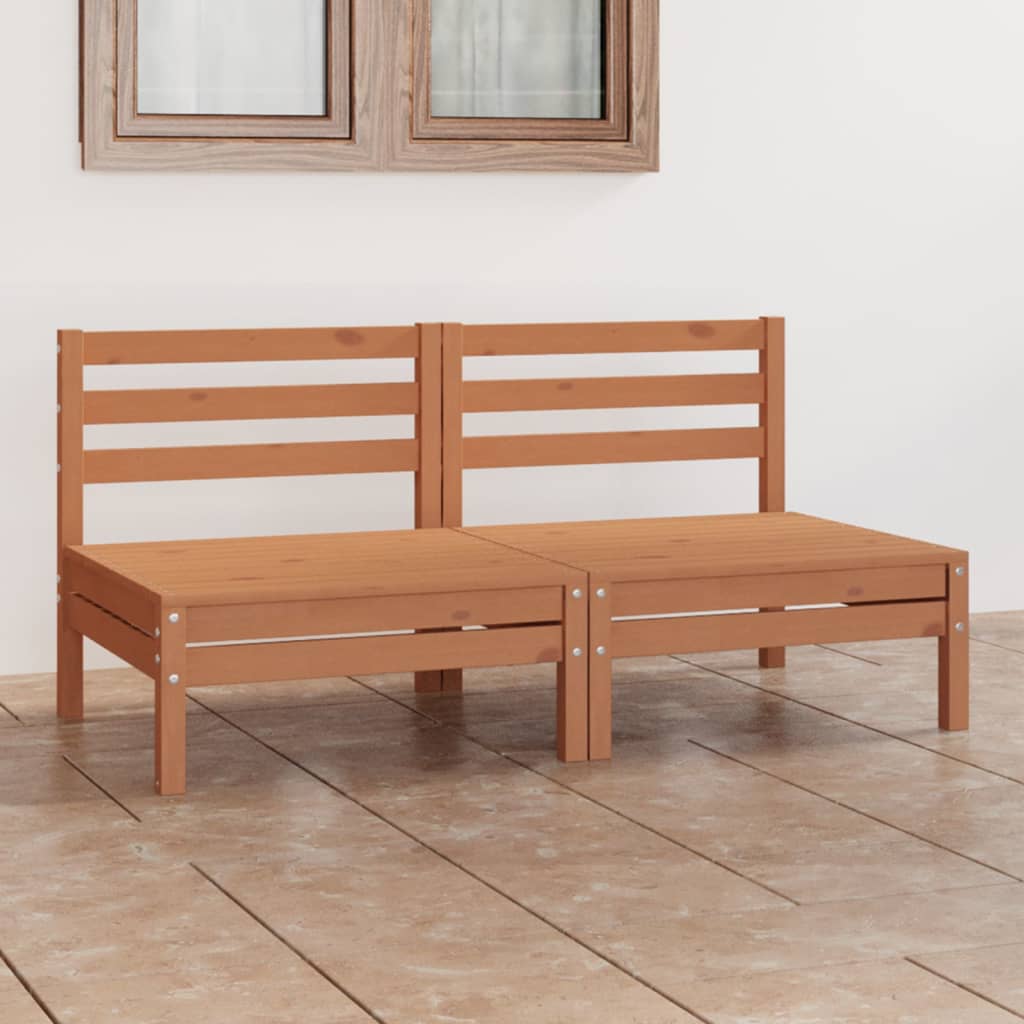 Garden 2-Seater Sofa Honey Brown Solid Wood Pine