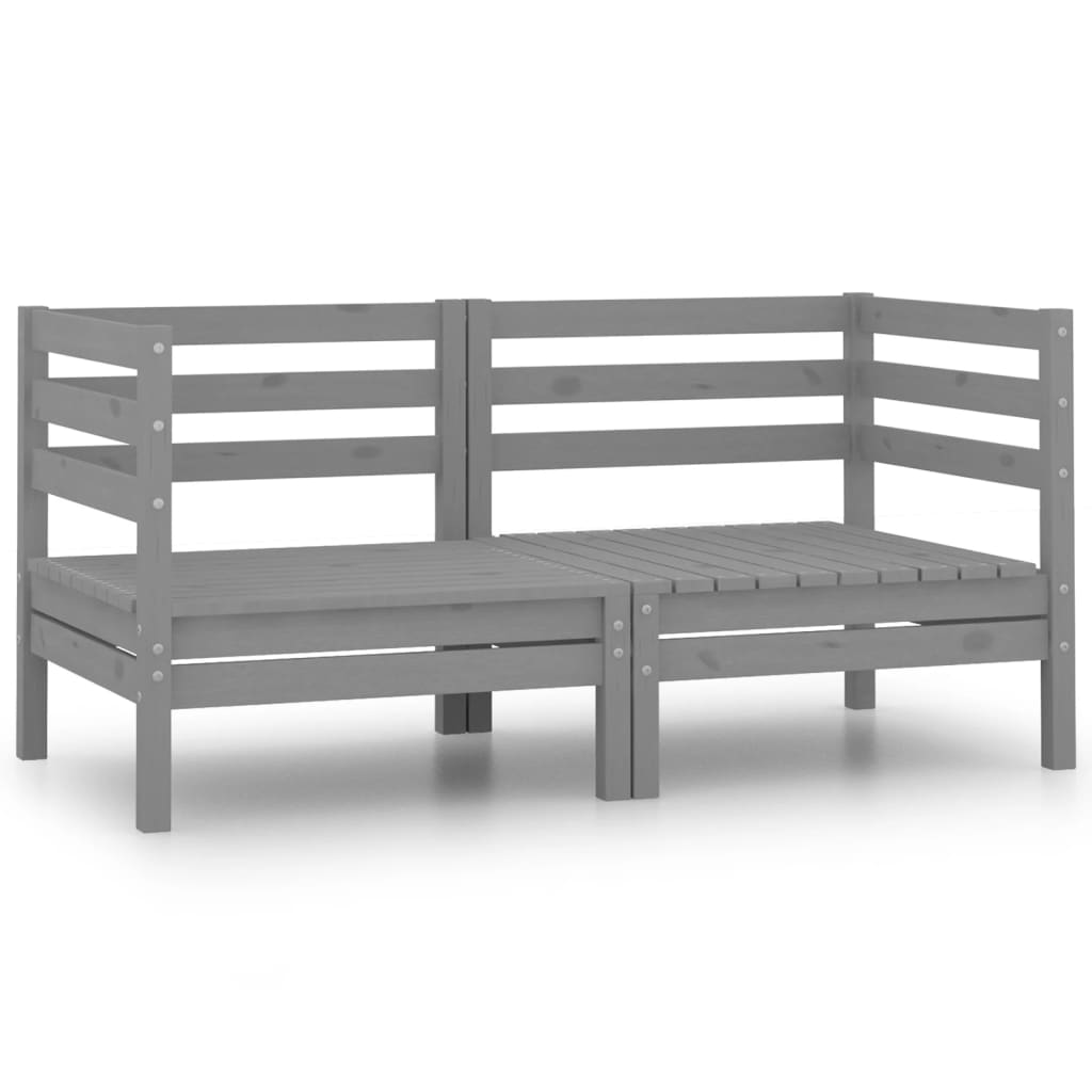 Garden 2-Seater Sofa Grey Solid Wood Pine