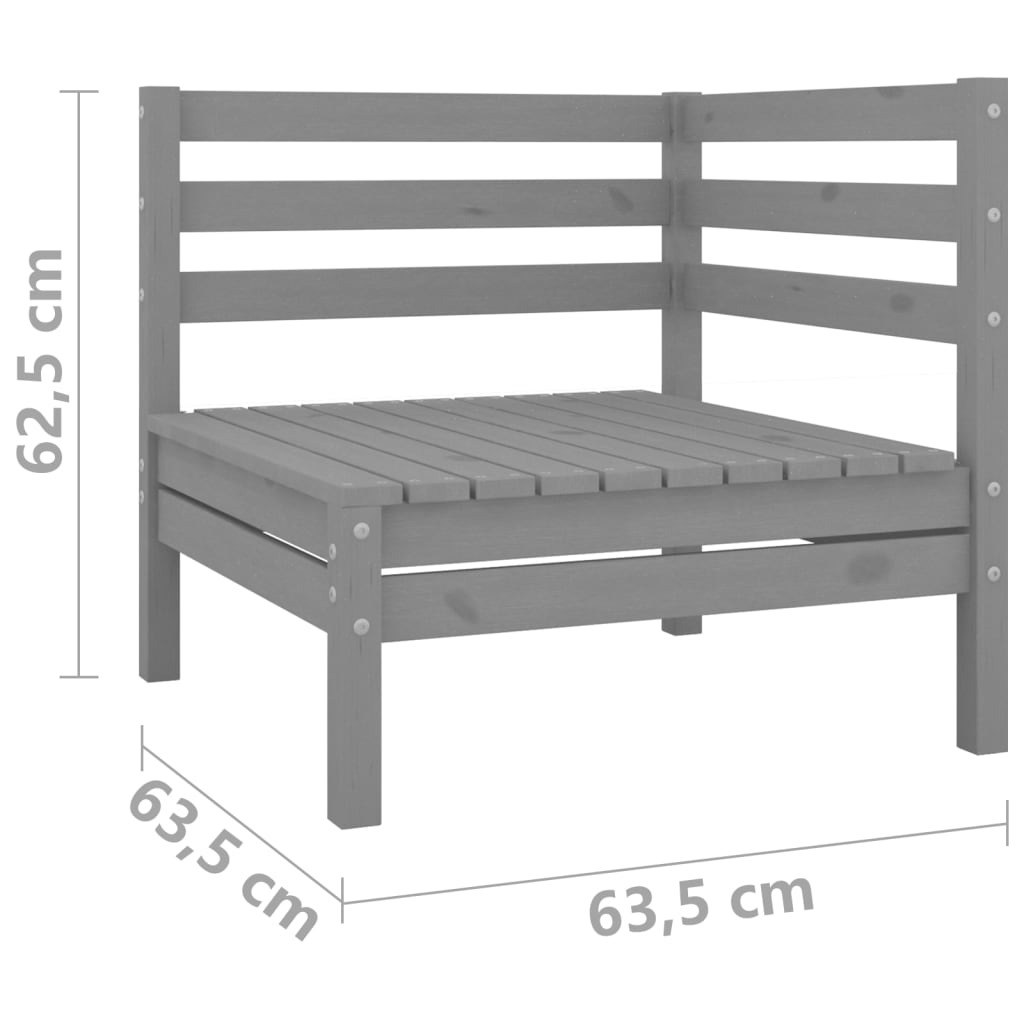 Garden 2-Seater Sofa Grey Solid Wood Pine