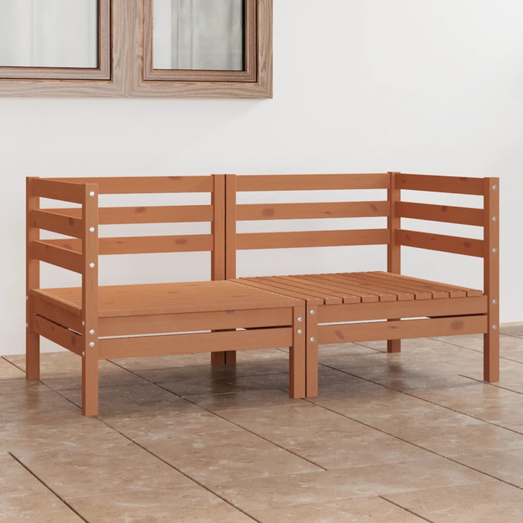 Garden 2-Seater Sofa Honey Brown Solid Wood Pine