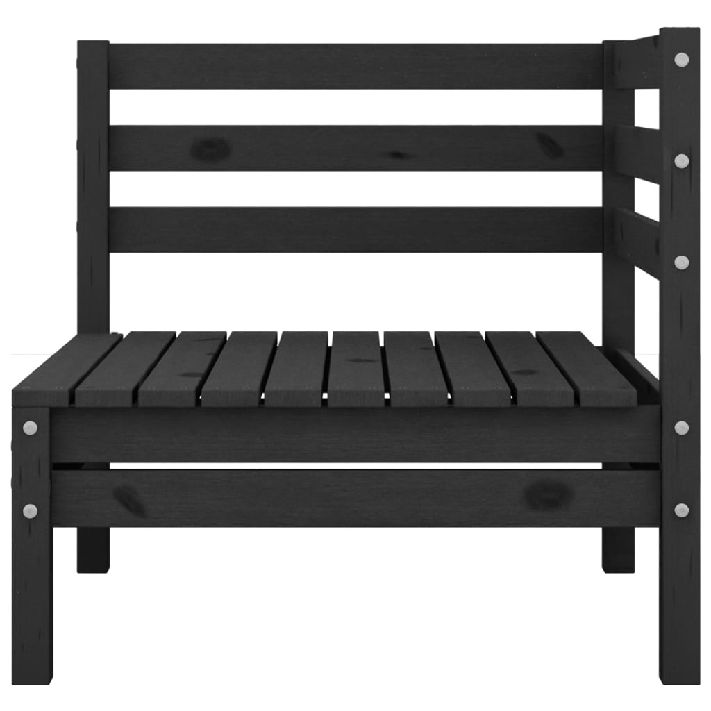 Garden 2-Seater Sofa Black Solid Wood Pine