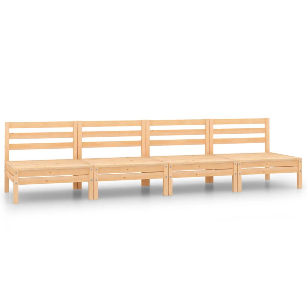 4 Piece Garden Lounge Set Solid Wood Pine
