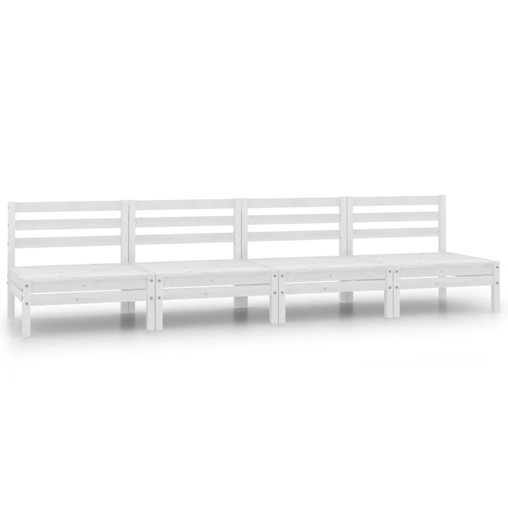 4 Piece Garden Lounge Set White Solid Wood Pine
