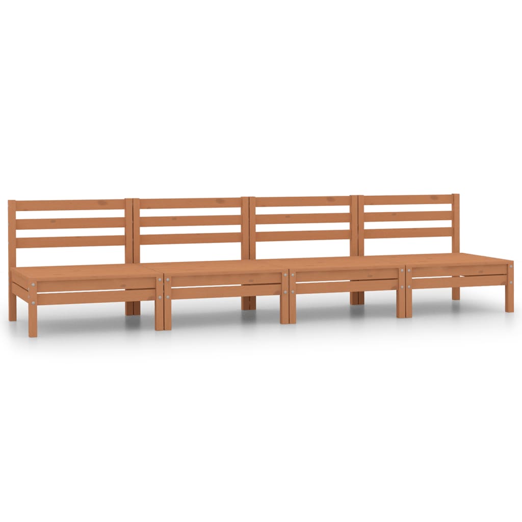 4 Piece Garden Lounge Set Honey Brown Solid Wood Pine