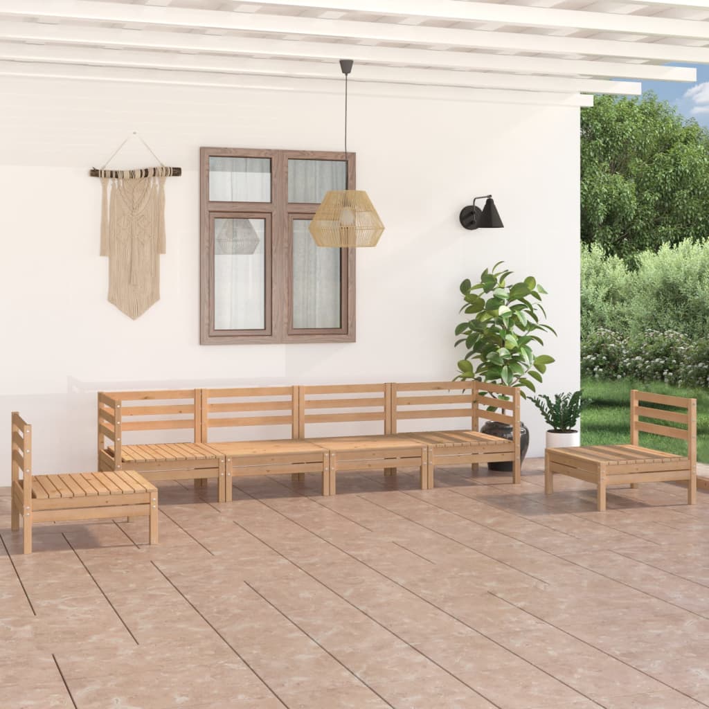 6 Piece Garden Lounge Set Solid Pinewood