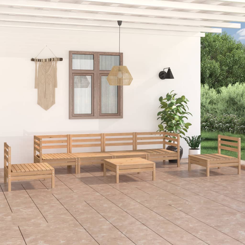 7 Piece Garden Lounge Set Solid Pinewood