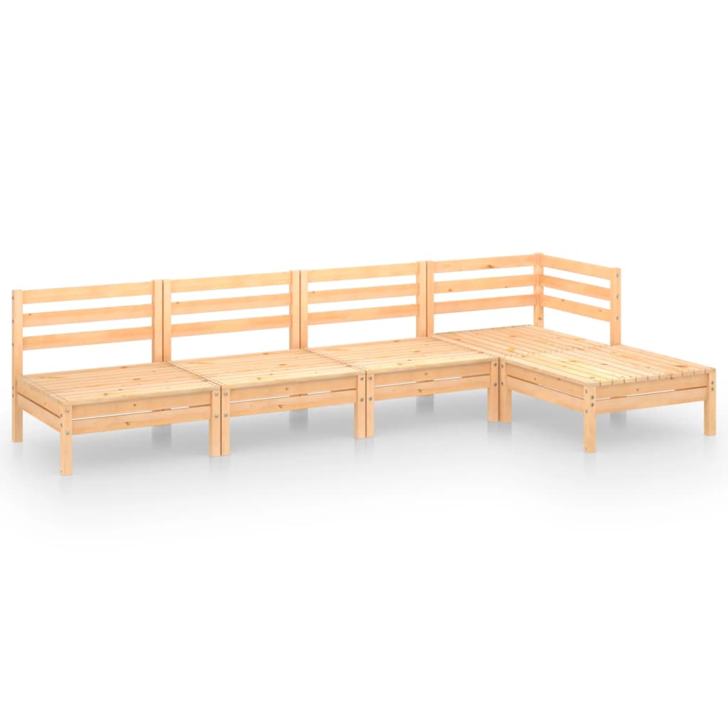 5 Piece Garden Lounge Set Solid Pinewood