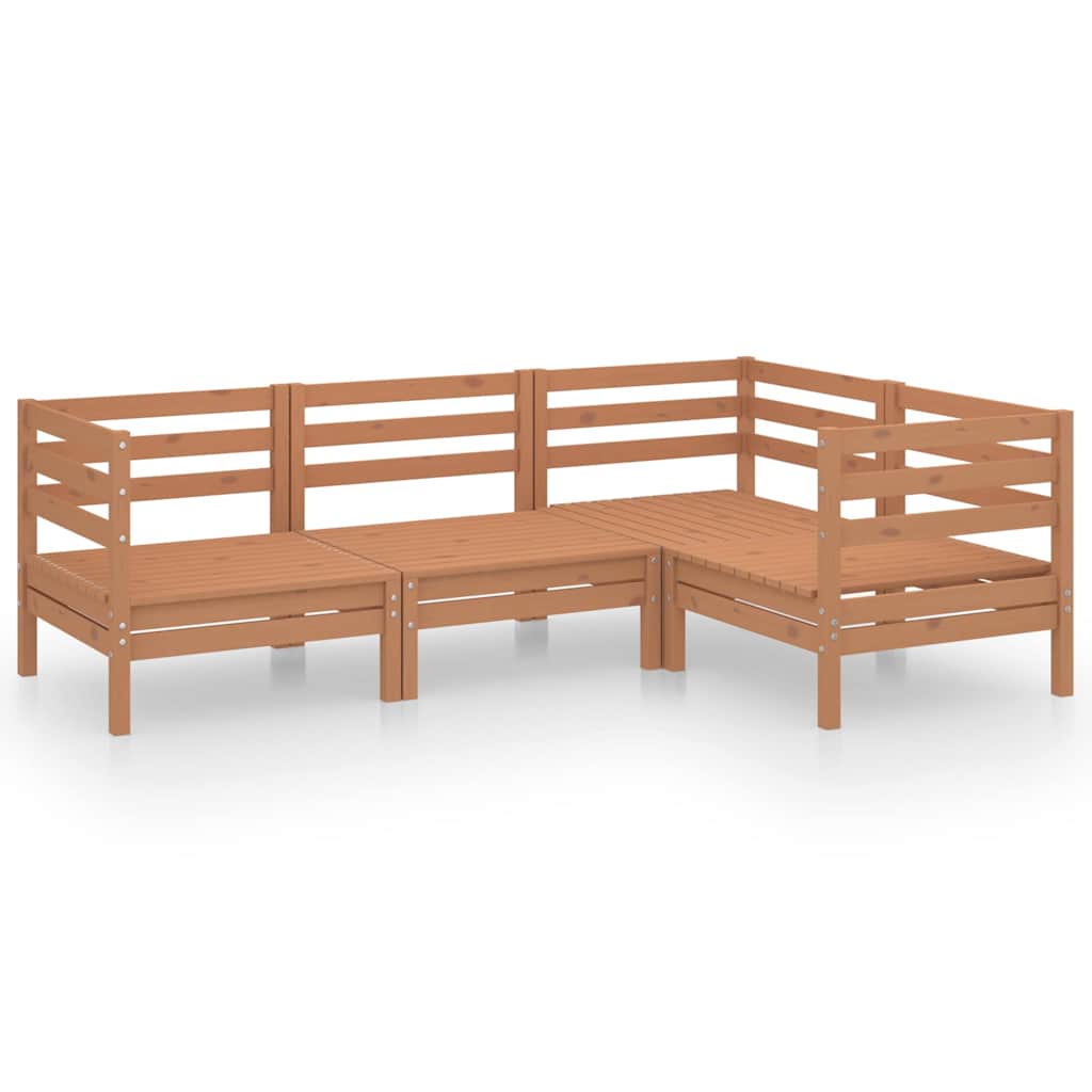 4 Piece Garden Lounge Set Solid Pinewood Honey Brown