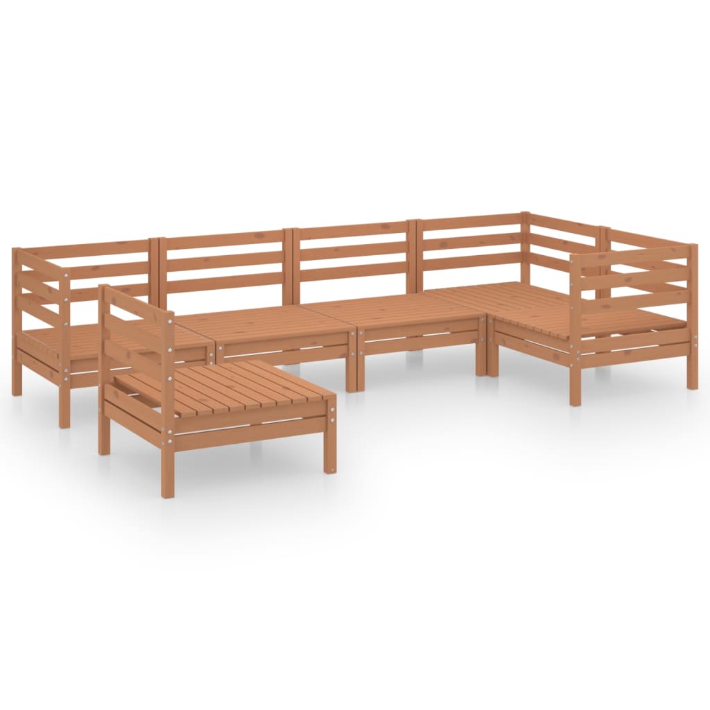 6 Piece Garden Lounge Set Solid Pinewood Honey Brown