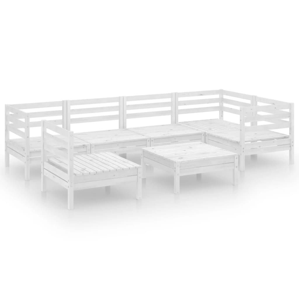 7 Piece Garden Lounge Set Solid Pinewood White