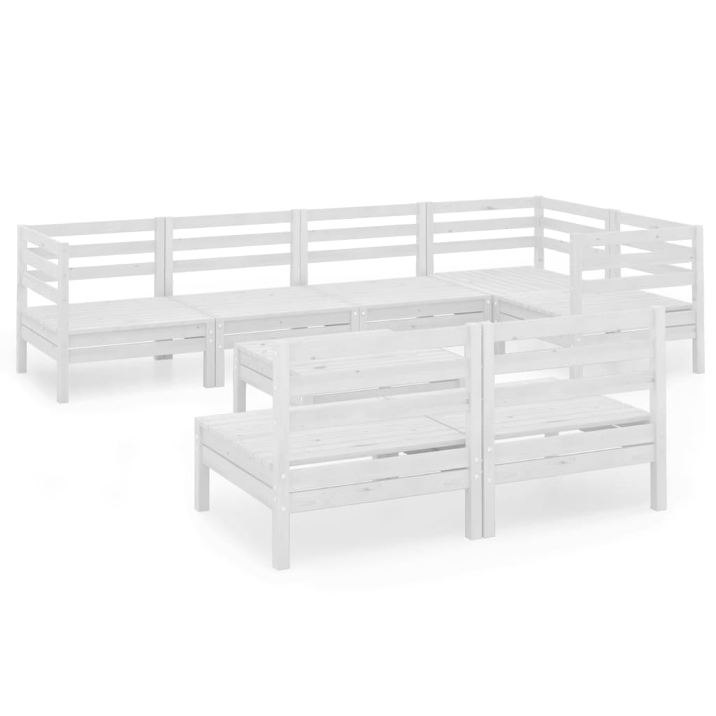 8 Piece Garden Lounge Set Solid Pinewood White
