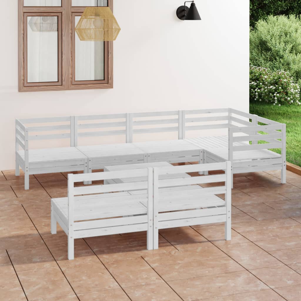 8 Piece Garden Lounge Set Solid Pinewood White