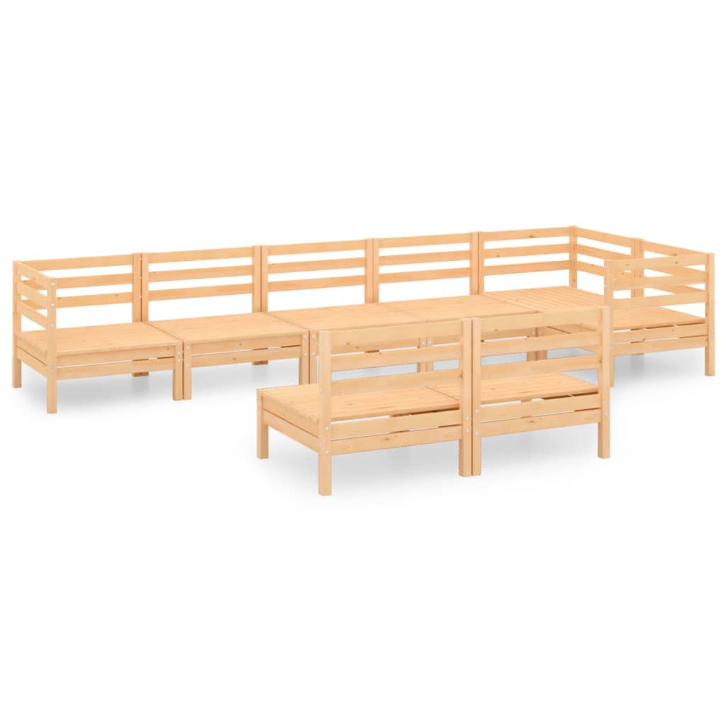 8 Piece Garden Lounge Set Solid Pinewood