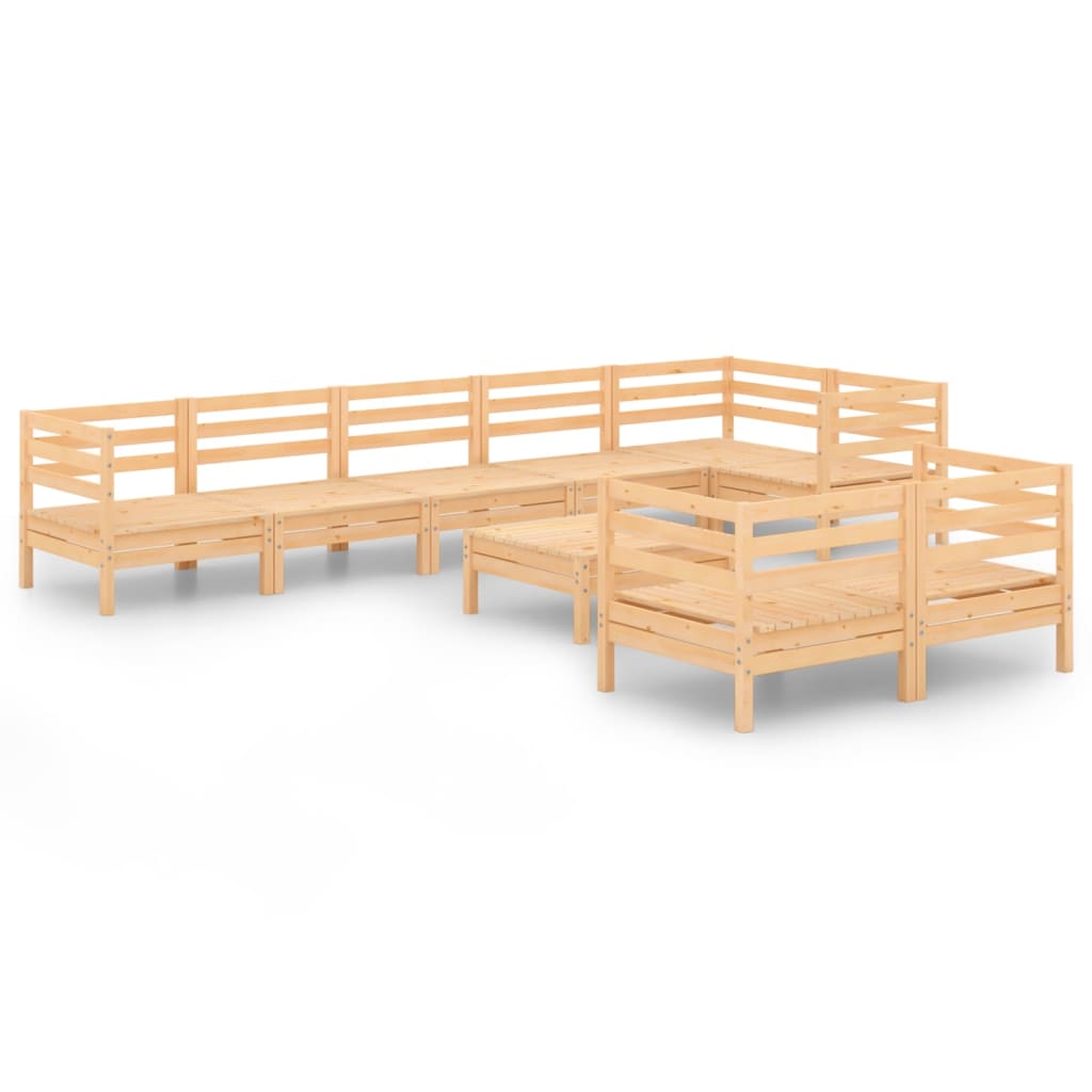 9 Piece Garden Lounge Set Solid Pinewood