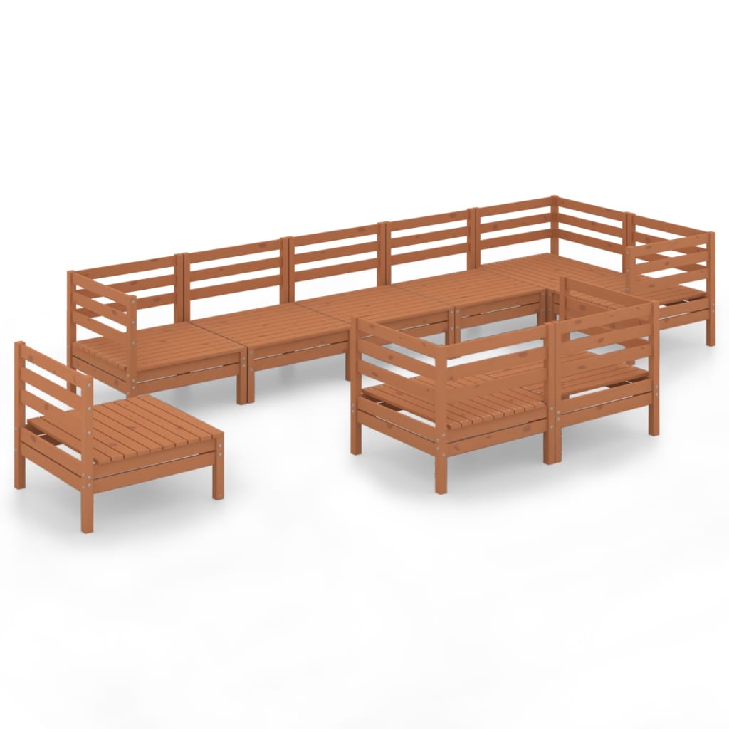 9 Piece Garden Lounge Set Solid Pinewood Honey Brown