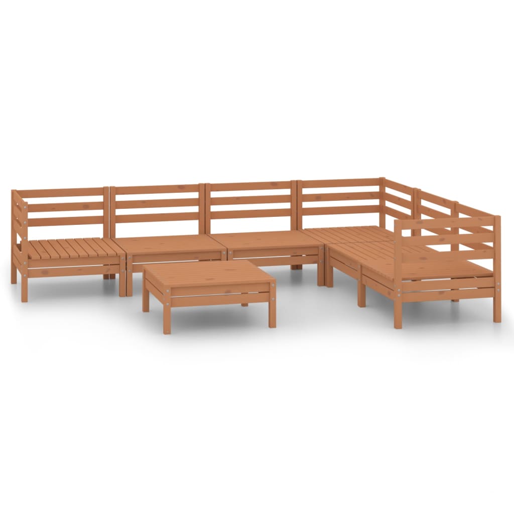 7 Piece Garden Lounge Set Solid Pinewood Honey Brown