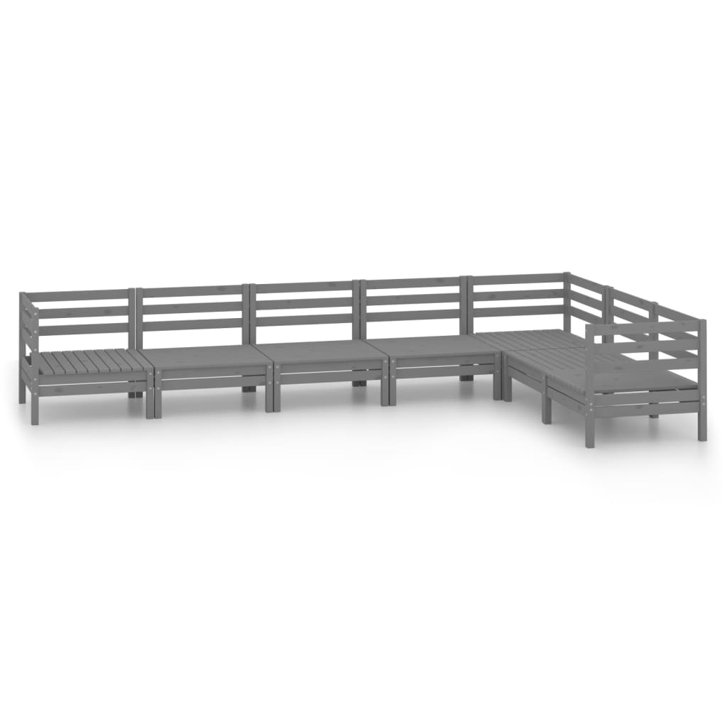 7 Piece Garden Lounge Set Solid Pinewood Grey