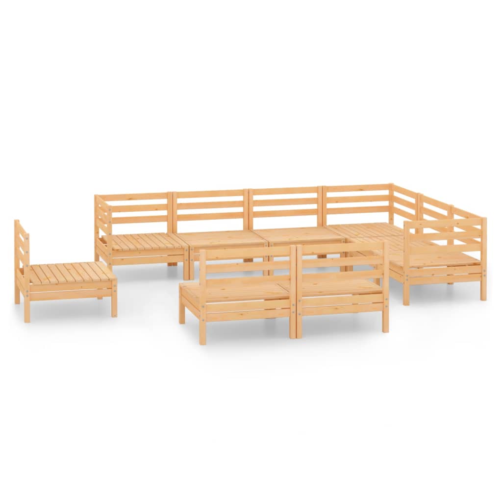 9 Piece Garden Lounge Set Solid Pinewood