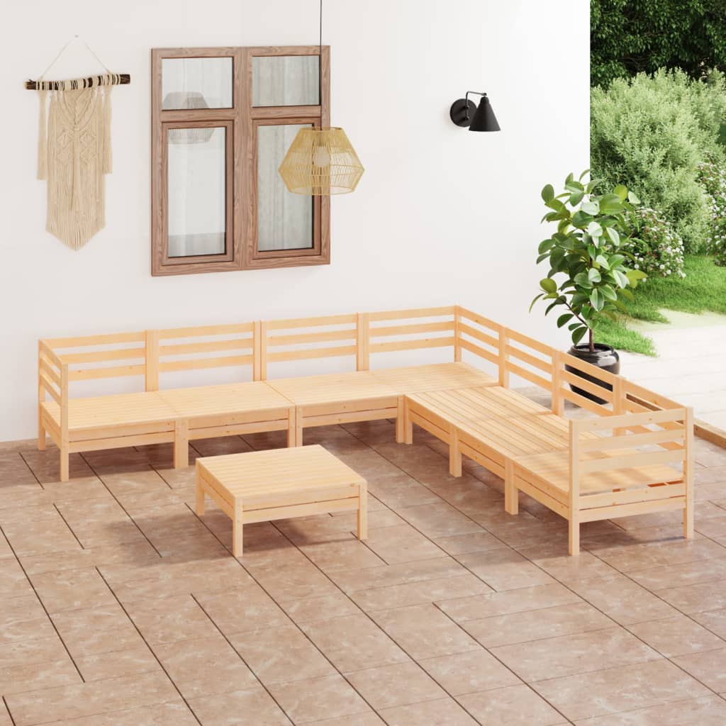 8 Piece Garden Lounge Set Solid Pinewood