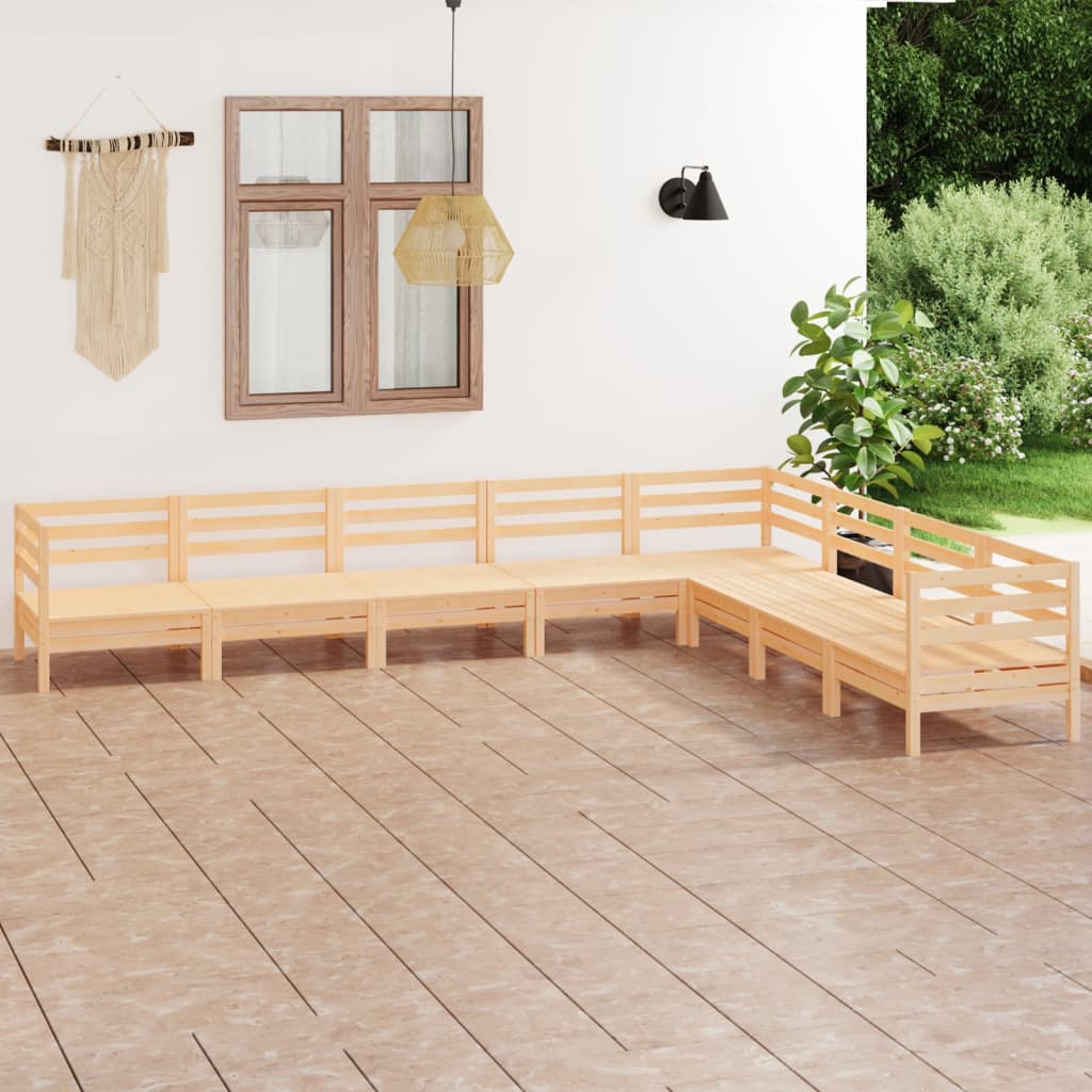 8 Piece Garden Lounge Set Solid Pinewood