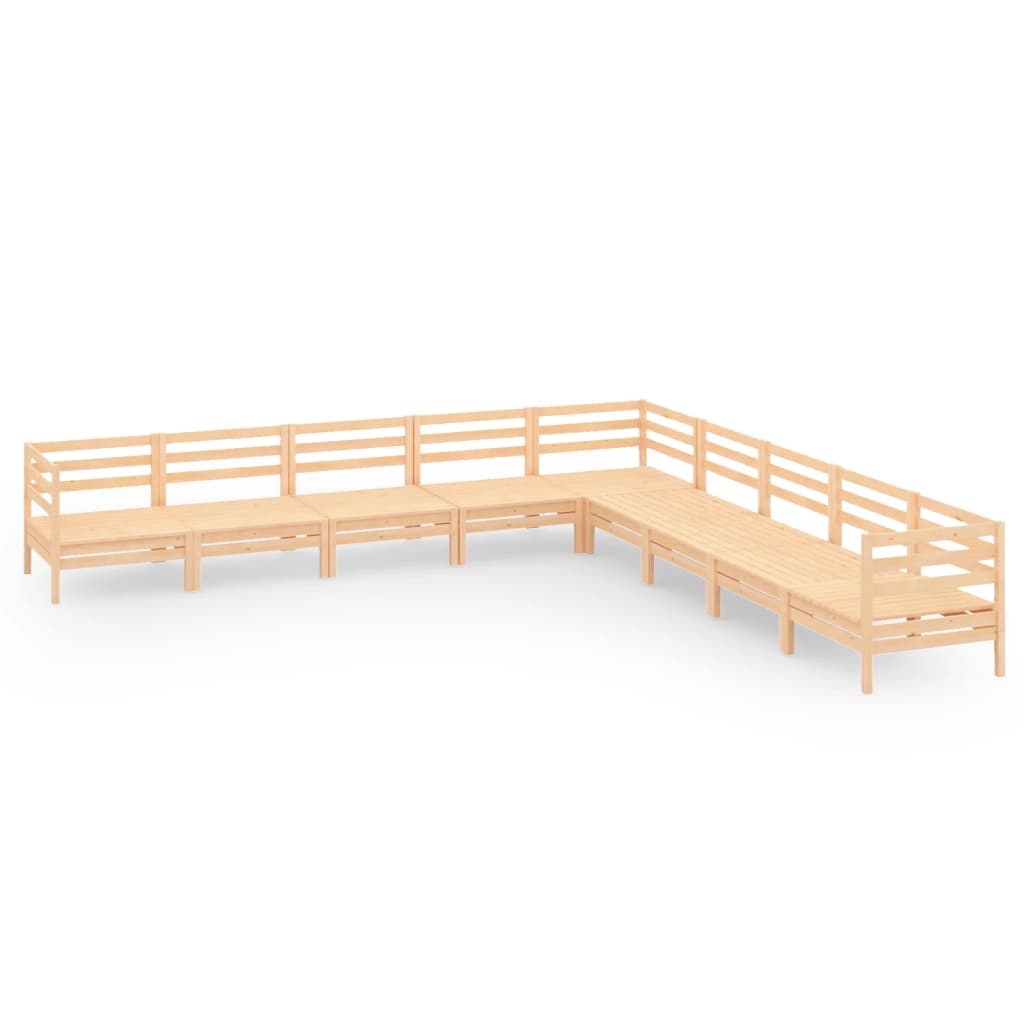 9 Piece Garden Lounge Set Solid Pinewood