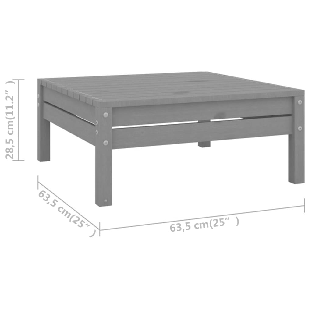 10 Piece Garden Lounge Set Solid Pinewood Grey