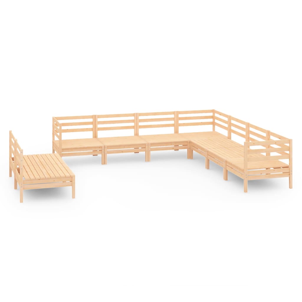 9 Piece Garden Lounge Set Solid Pinewood