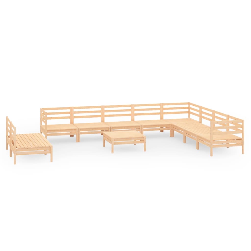 11 Piece Garden Lounge Set Solid Pinewood