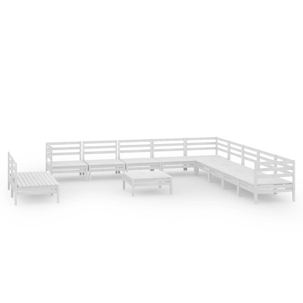 12 Piece Garden Lounge Set Solid Wood Pine White