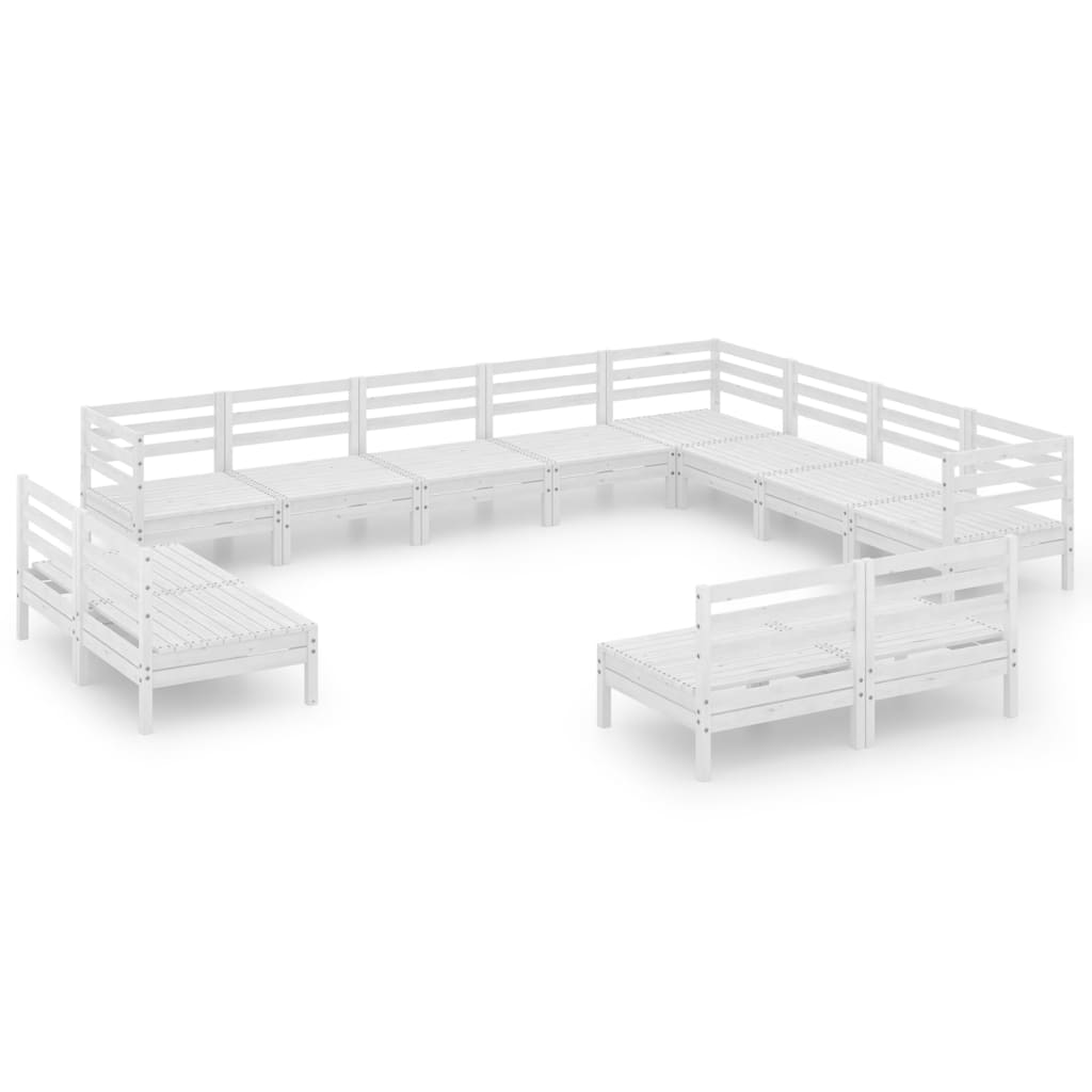 12 Piece Garden Lounge Set Solid Pinewood White