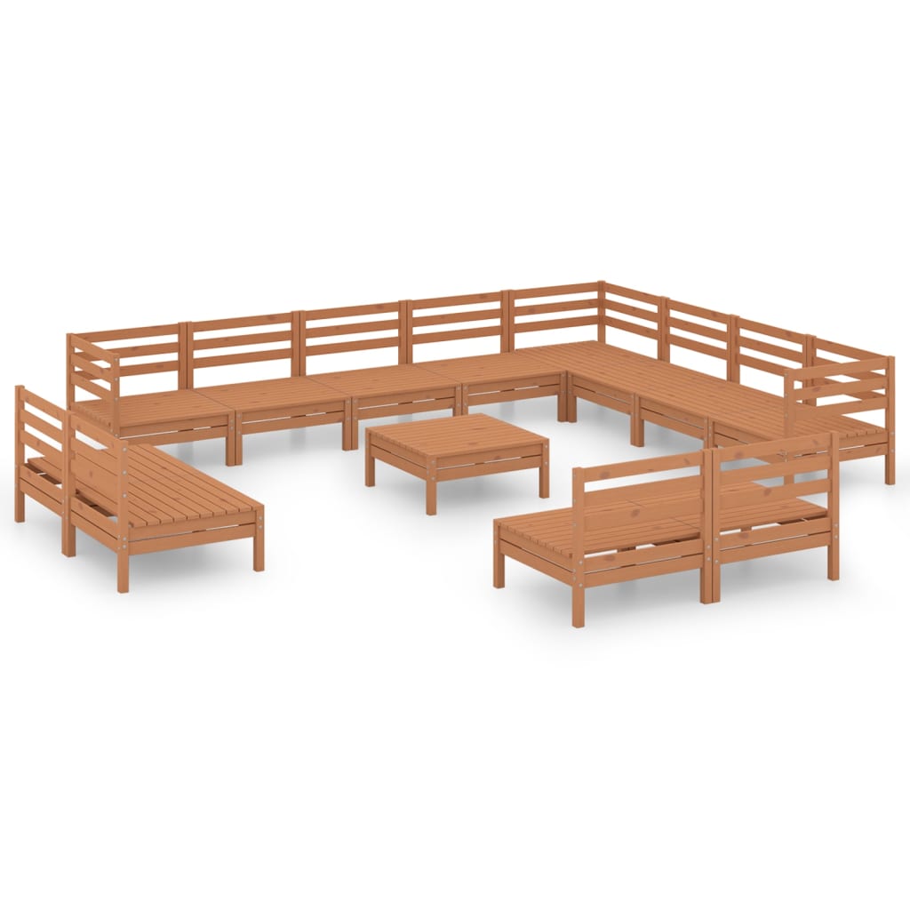 13 Piece Garden Lounge Set Solid Pinewood Honey Brown