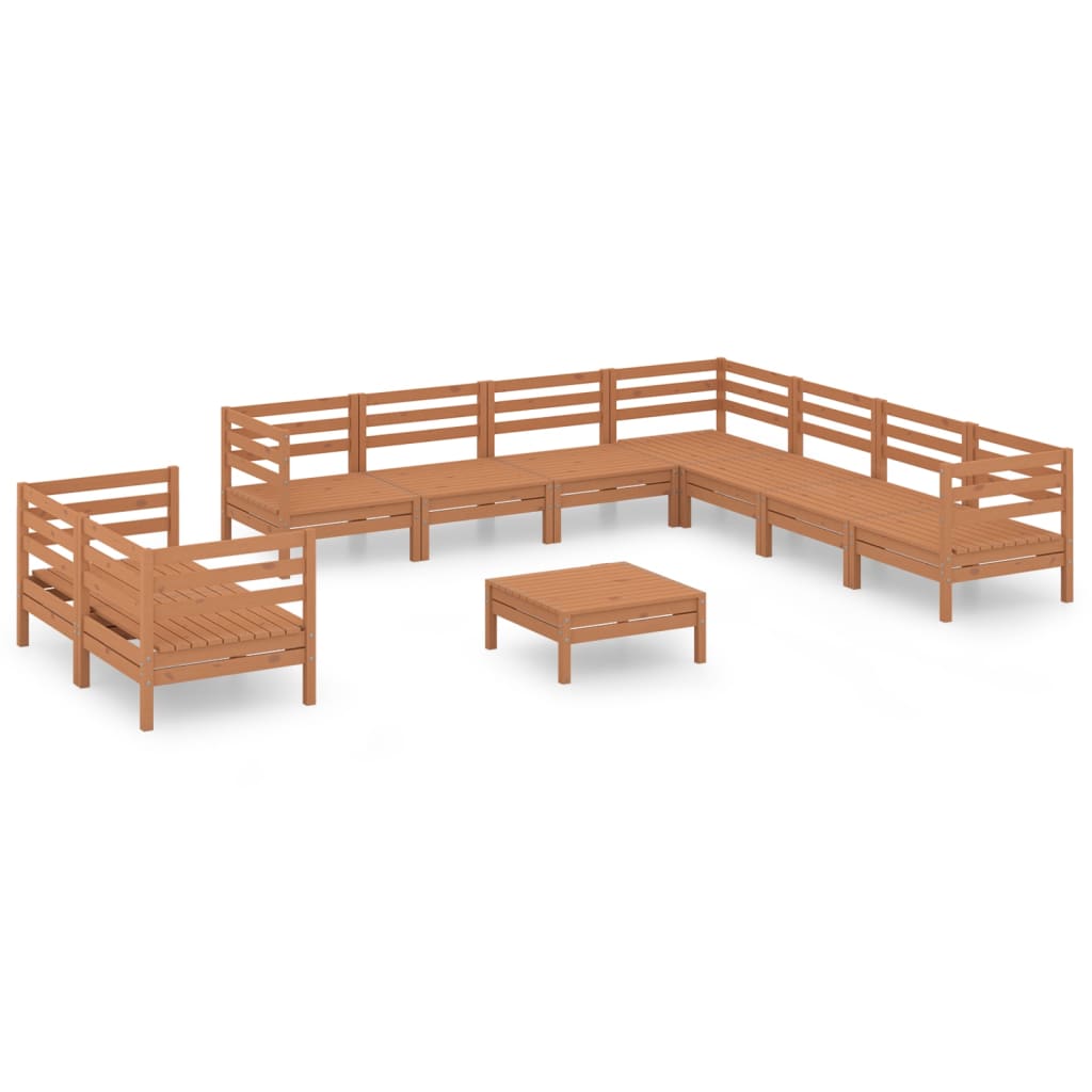 10 Piece Garden Lounge Set Solid Pinewood Honey Brown